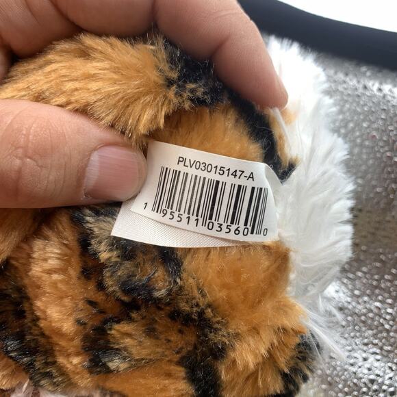 Floppy Seated Leopard Cub Tiger Soft Plush Stuffed Animal with Red Bow Stripes - Picture 8 of 9